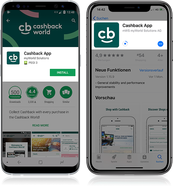 Installeer de gratis Cashback App